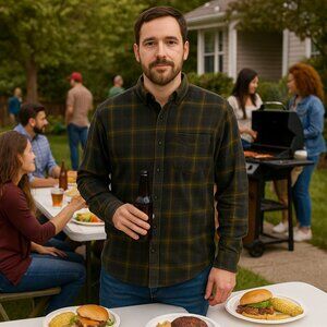 Columbia Green & Blue Plaid Shirt